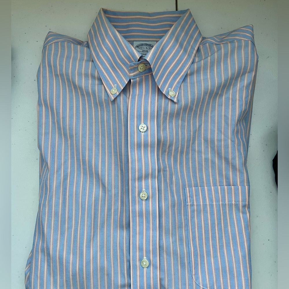 Brooks Brothers Blue and Orange Striped Shirt